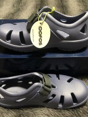 NEW Oofos Oocandoo Recovery Fisherman Water Sandals Womens 8 Mens 6 Blue Strap